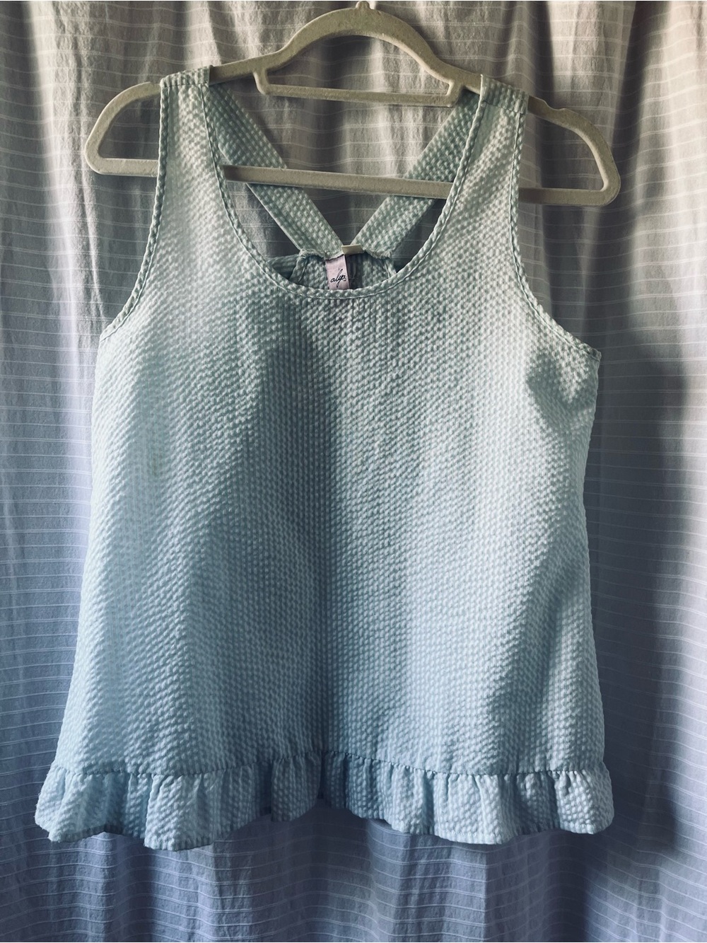 Seersucker Bow-Back Ruffle Tank - Picture 4 of 8